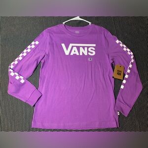 VANS Tee Size Medium Long Sleeve DYI NEW TAGS PURPLE Checkered Top Tshirt Cotton
